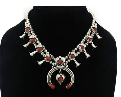 Navajo Squash Necklace Earring Set Sterling Silver Vintage Handmade C.80's