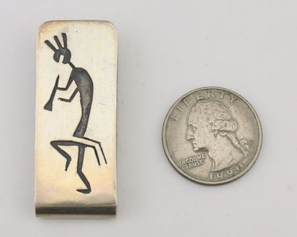 Navajo Kokopelli Money Clip Handmade .925 Silver & .999 Nickle C.80's