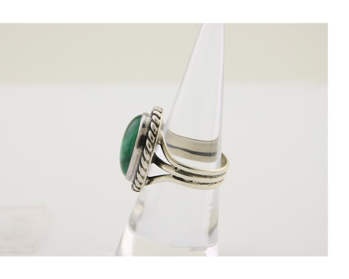 Navajo Ring 925 Silver Natural Malachite Native American Artist C.80's