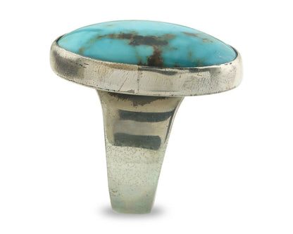 Navajo Ring 925 Sterling Turquoise Handmade Signed M Montoya C.80's Size 10.25