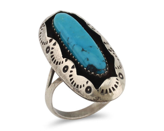 Navajo Ring 925 Silver Arizona Turquoise Artist Signed Windmill C.80's