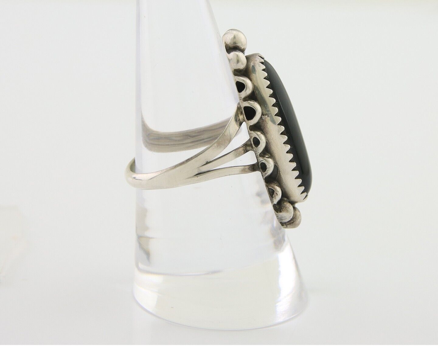 Navajo Handmade Ring 925 Silver Black Onyx Artist Signed SC C.80's