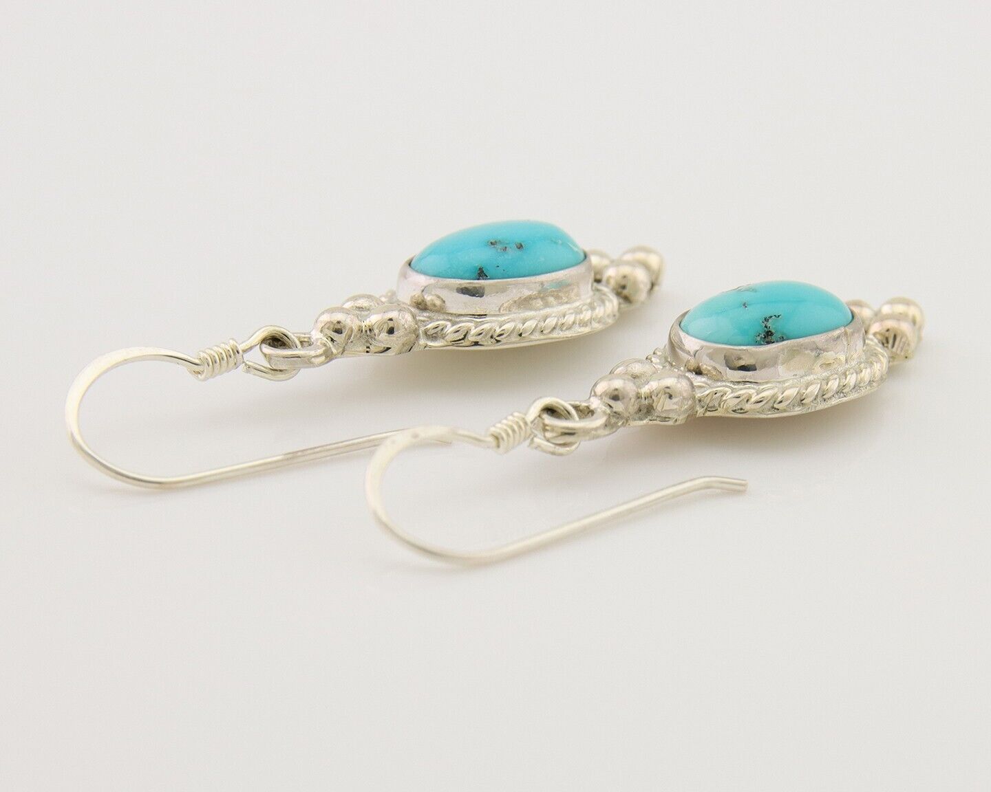 Navajo Dangle Earrings 925 Silver Blue Turquoise Native American Artist C.80's
