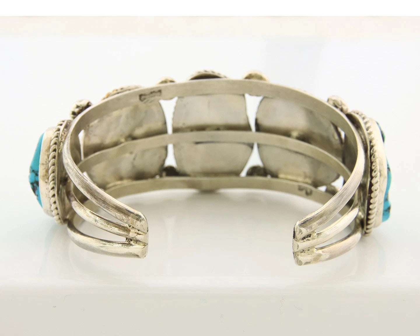 Men Navajo Cuff Bracelet Sterling Silver Turquoise Vintage Native Signed SD