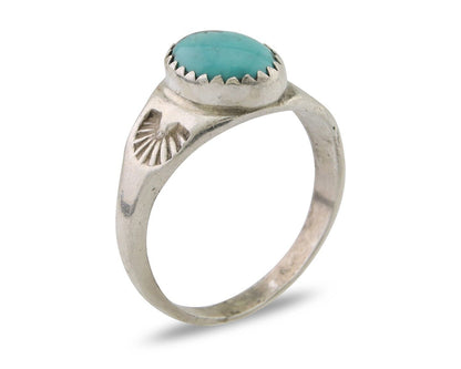 Navajo Ring 925 Silver Natural Blue Turquoise Native American Artist C.80's