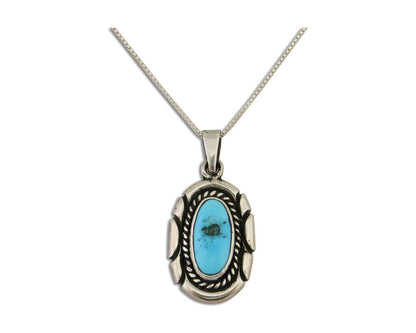 Navajo Necklace 925 Silver Natural Turquoise Artist M Montoya C.80's