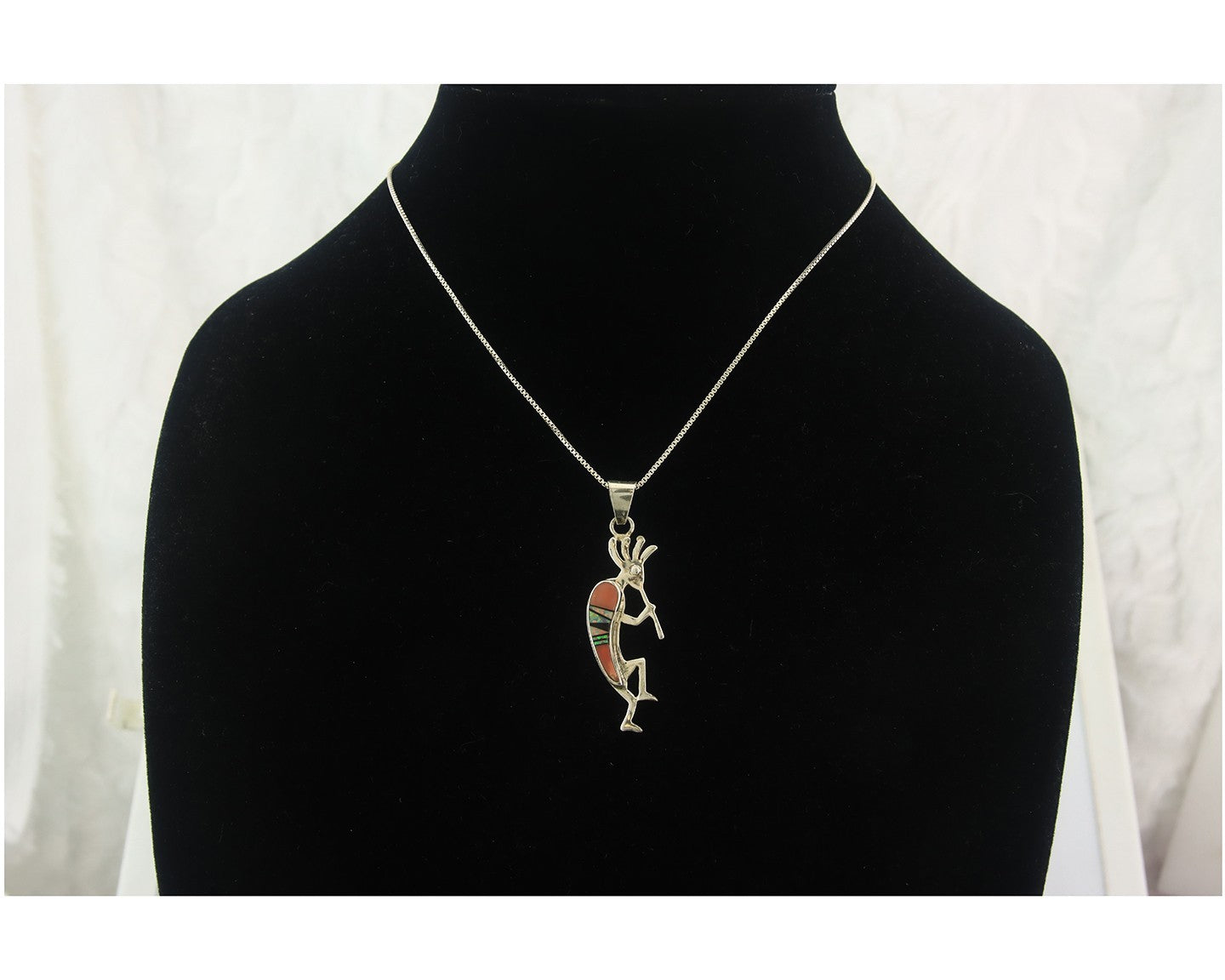 Navajo Kokopelli Necklace Sterling Silver Authentic Natural Gemstone Vintage