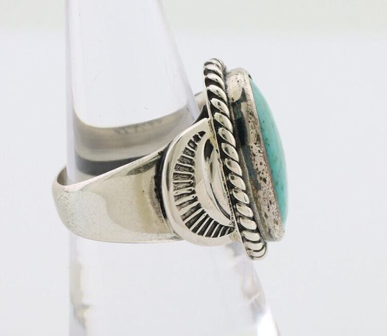 Navajo Ring 925 Silver Natural Turquoise Signed M Montoya Size 8.25 C.80's