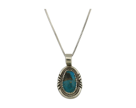 Navajo Necklace 925 Silver Kingman Turquoise Signed Anna Begay C.80's