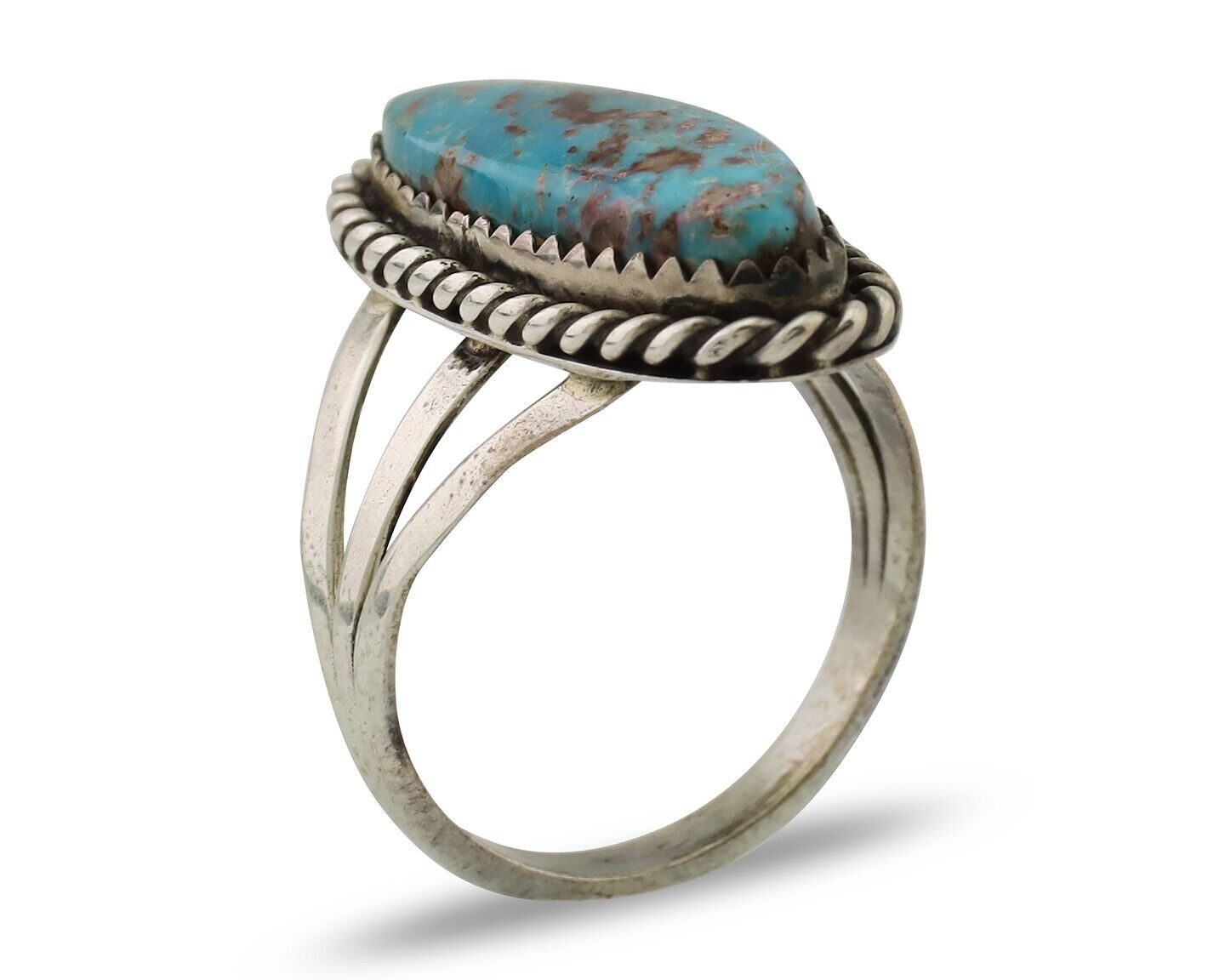 Navajo Ring 925 Silver Natural Turquoise Native American Artist C.80's