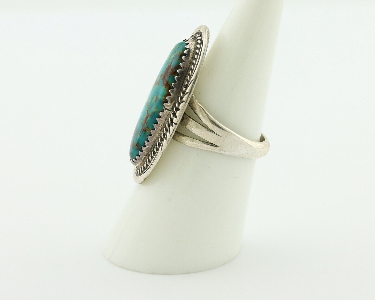 Navajo Ring 925 Silver Natural Turquoise Native Artist Signed M Begay C.80's