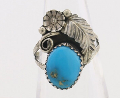 Navajo Ring 925 Silver Morenci Turquoise Native American Artist C.80's