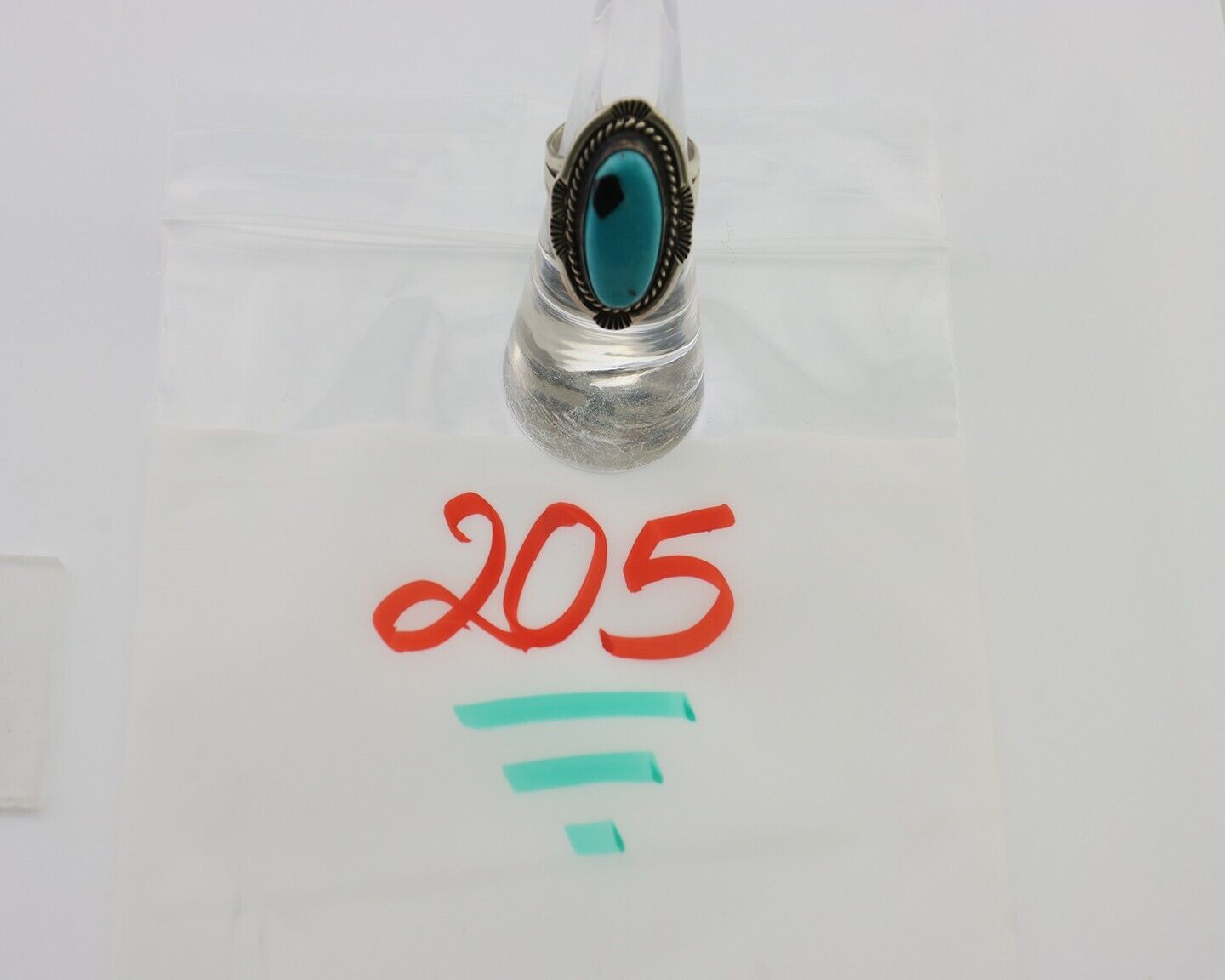 Navajo Ring 925 Silver Natural Turquoise Native American Artist C.80's