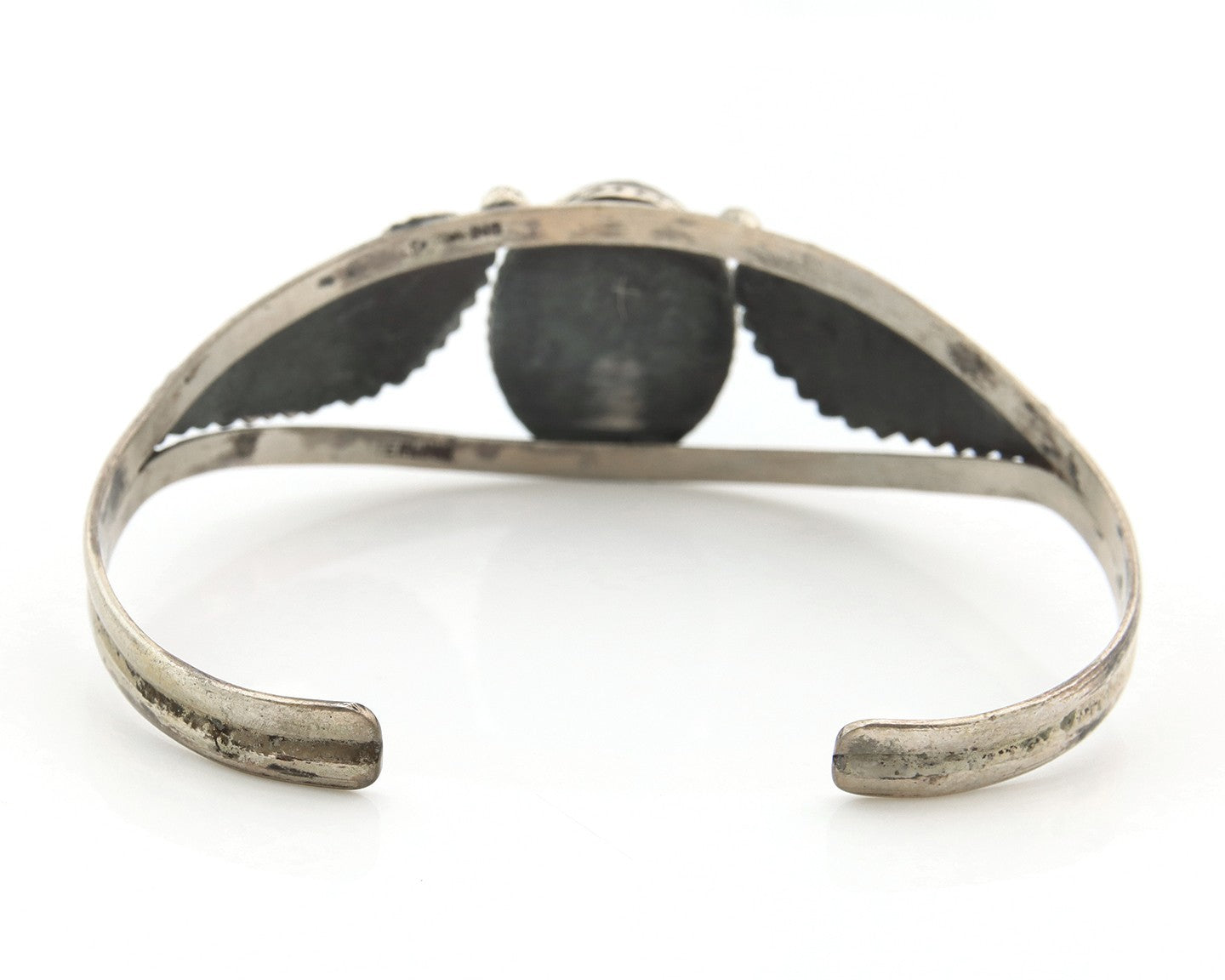 Navajo Bracelet Sterling Silver Turquoise Hand Stamped Native American Artist