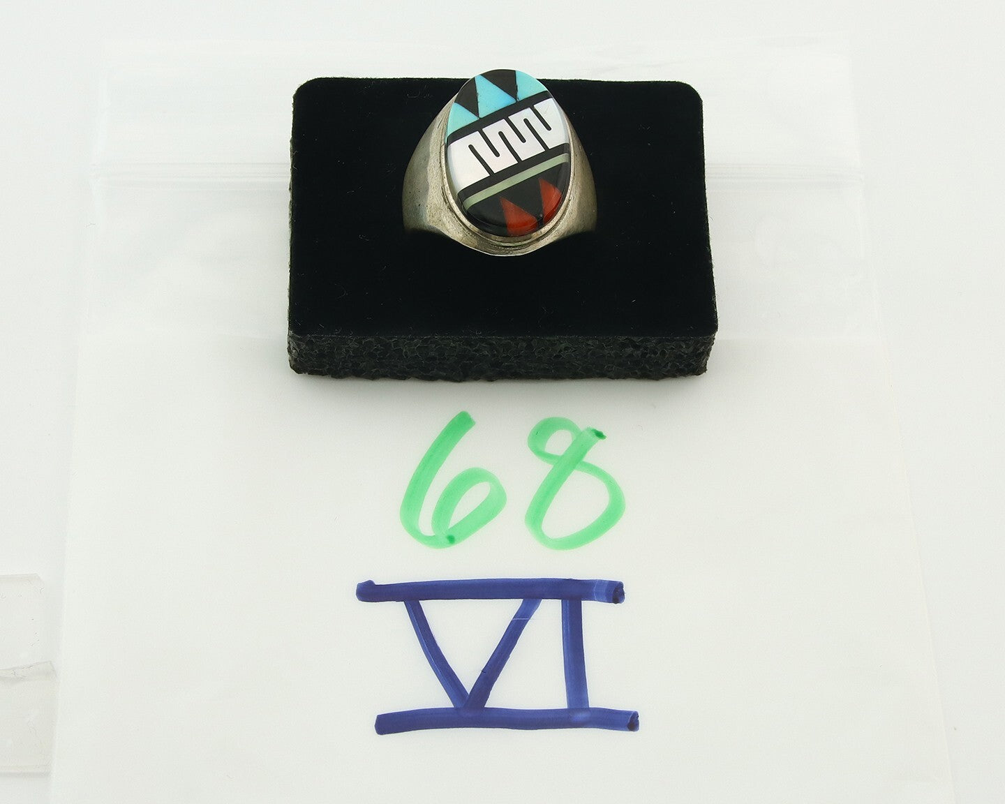 Vintage Zuni Ring 925 Sterling Authentic Natural Gemstone Handmade Size 11