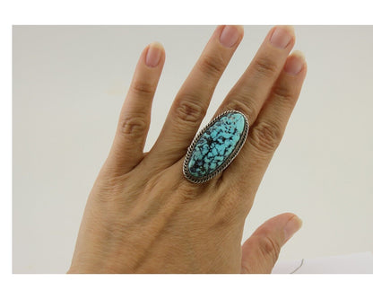 Navajo Ring 925 Silver Natural Blue Green Turquoise Fred Guerro C.80's