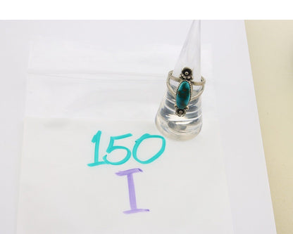 Navajo Ring 925 Sterling Natural Blue Turquoise Native Artist C.80's Size 6.5