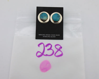 Navajo Hand Stamped Earrings 925 Silver Turquoise Native Artist C.80's