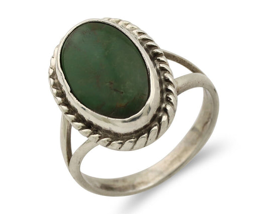 Navajo Ring 925 Silver Kingman Turquoise Native American Artist C.80's
