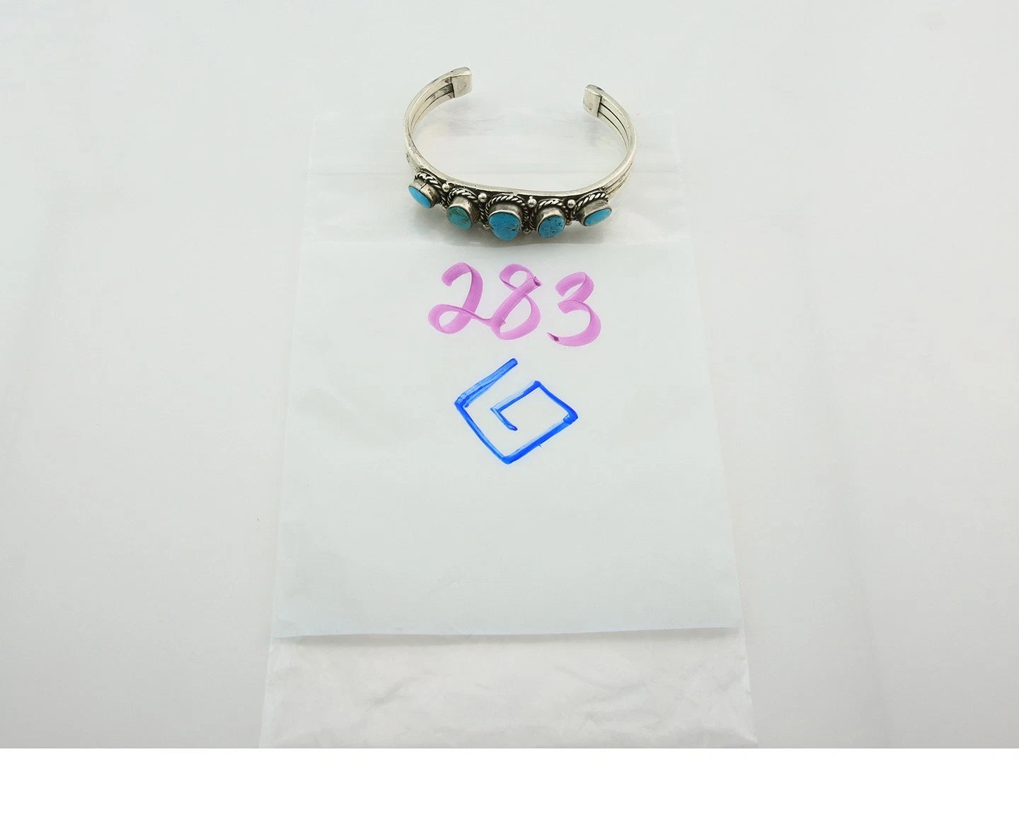 Navajo Cuff Bracelet Sterling Silver Turquoise Handmade Vintage Signed JN
