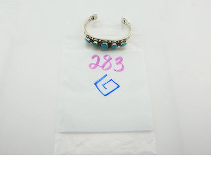 Navajo Cuff Bracelet Sterling Silver Turquoise Handmade Vintage Signed JN