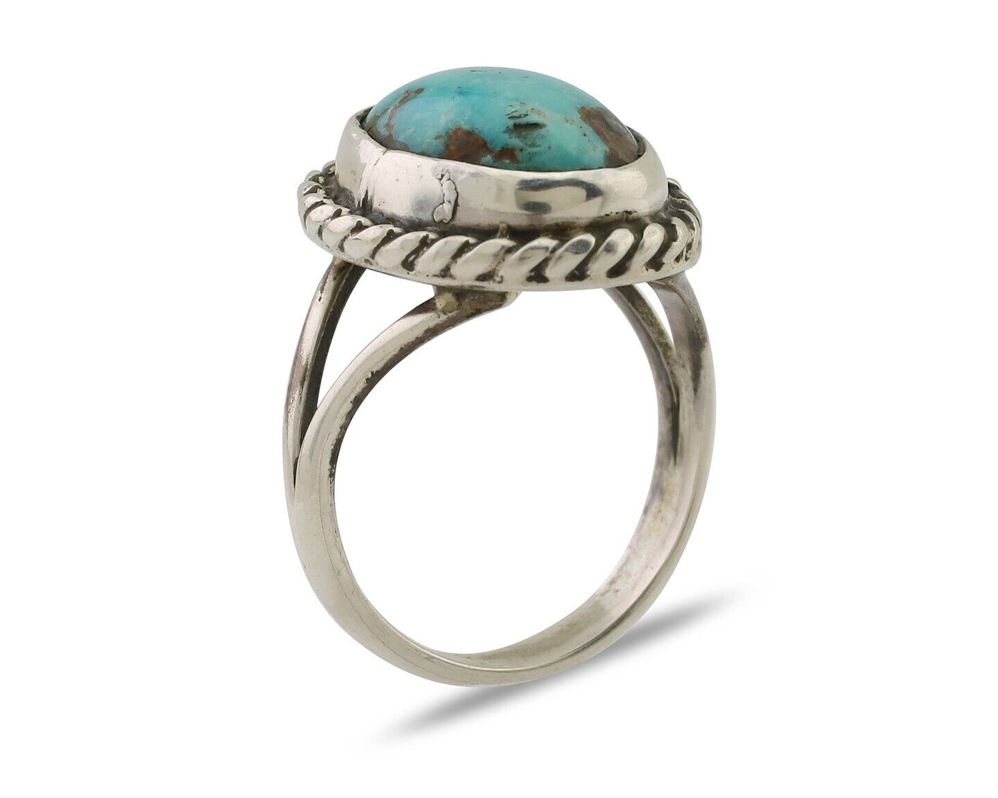 Navajo Ring 925 Silver Natural Blue Turquoise Native American Artist C.80's