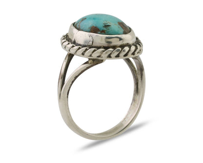 Navajo Ring 925 Silver Natural Blue Turquoise Native American Artist C.80's