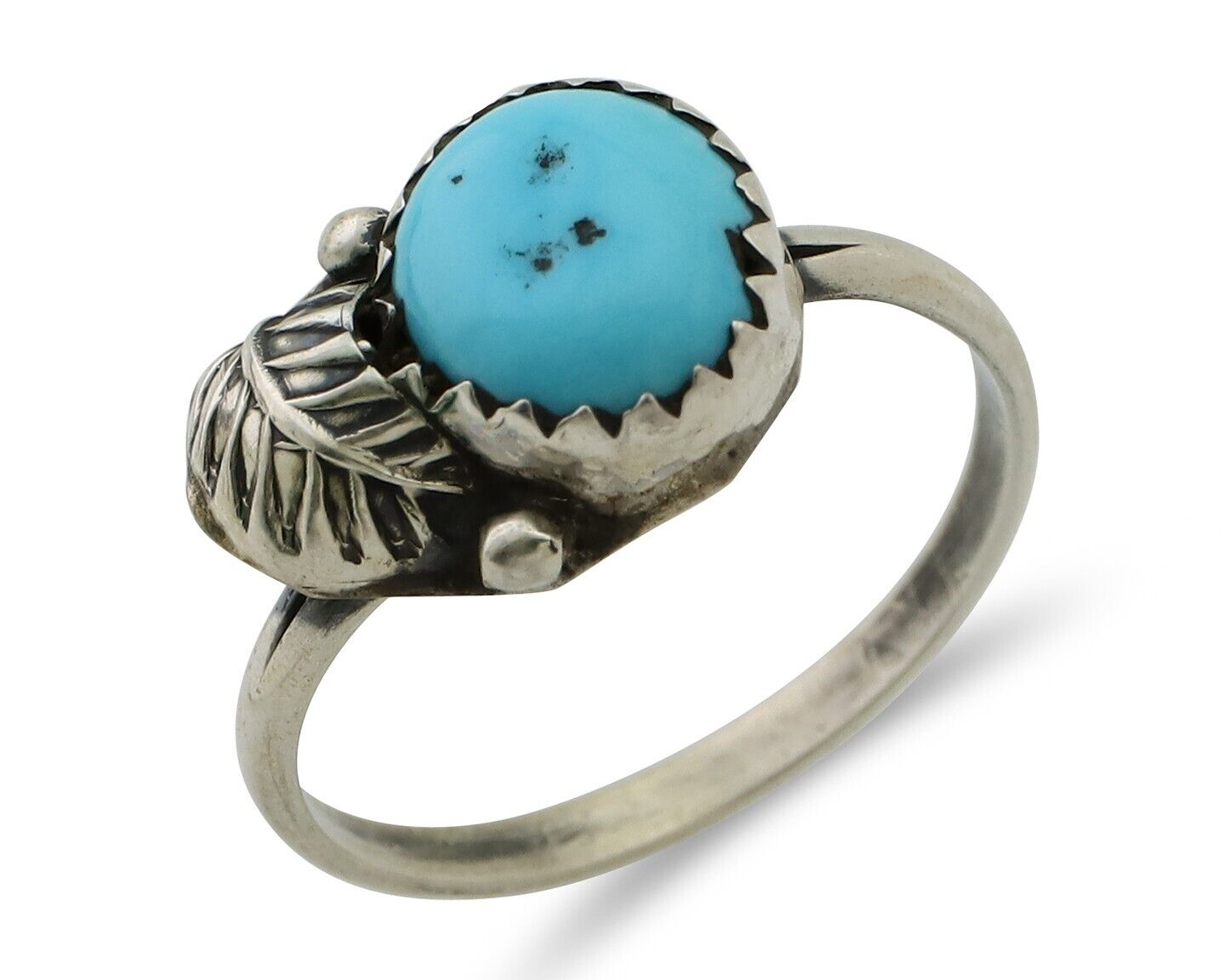 Navajo Ring 925 Silver Sleeping Beauty Turquoise Native American Artist C.80's