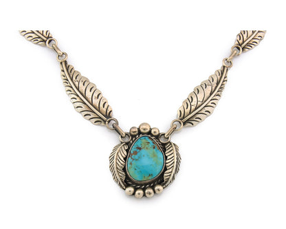 Navajo Necklace Sterling Silver Authentic Turquoise Vintage Signed Sunrise