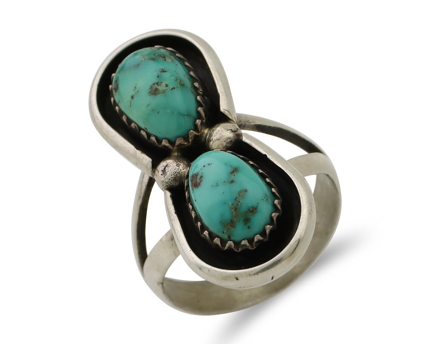 Navajo Handmade Ring 925 Silver Natural Turquoise Native American Artist C.80's
