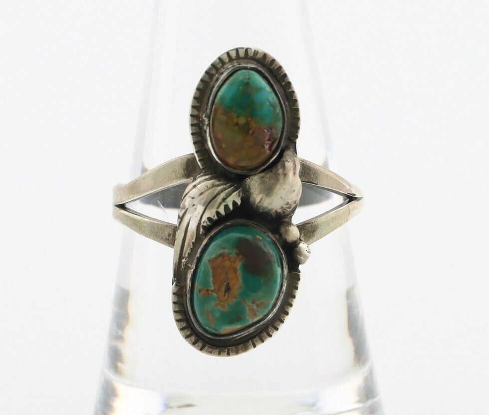 Navajo Ring 925 Silver Natural AAA Blue Turquoise Artist Signed Tom Willeto C80s