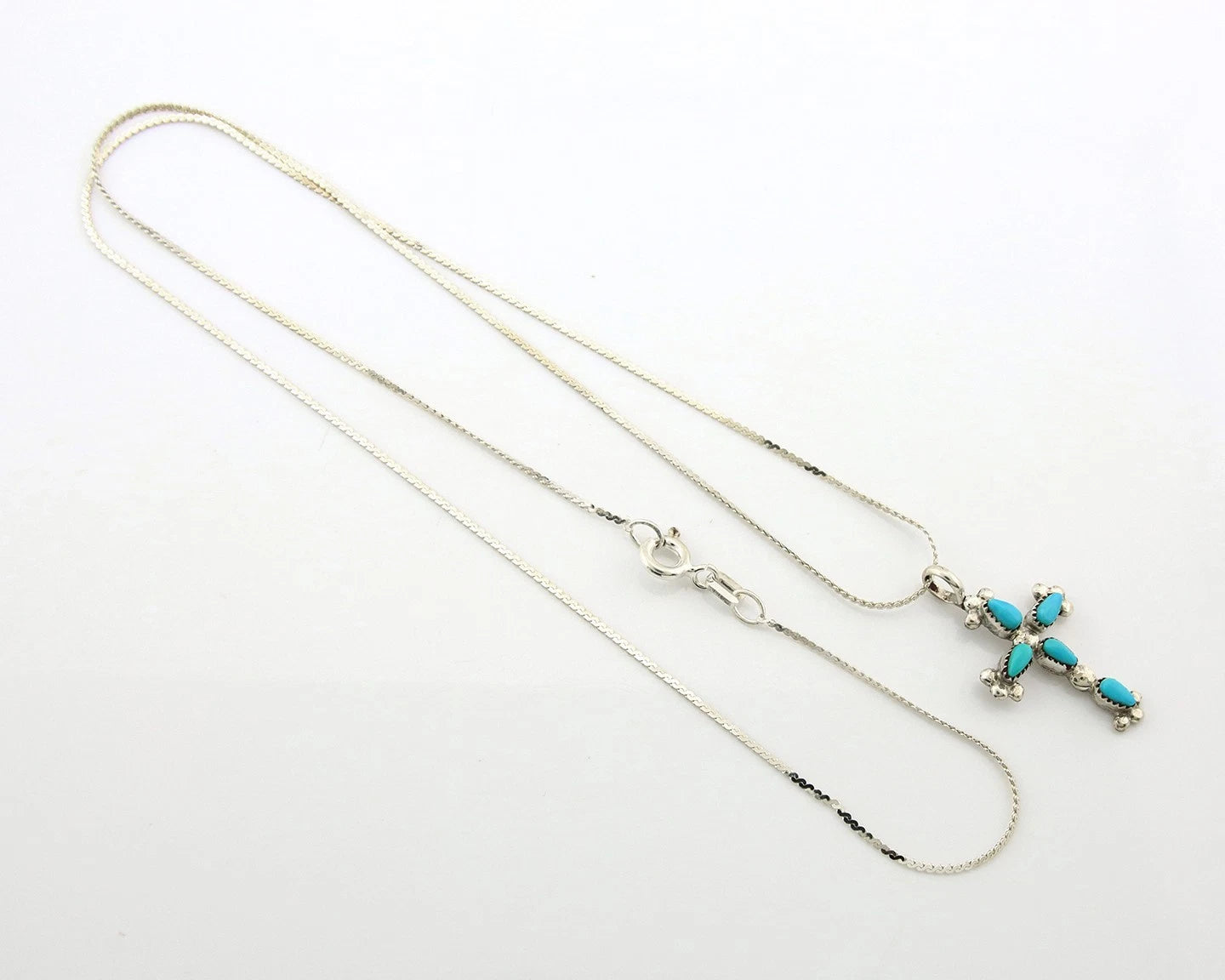Navajo Cross Necklace Sterling Silver Blue Turquoise Vintage Handmade