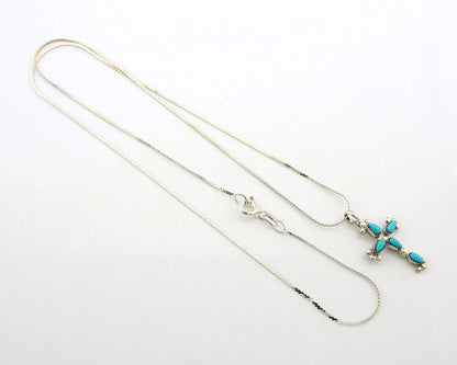 Navajo Cross Necklace Sterling Silver Blue Turquoise Vintage Handmade