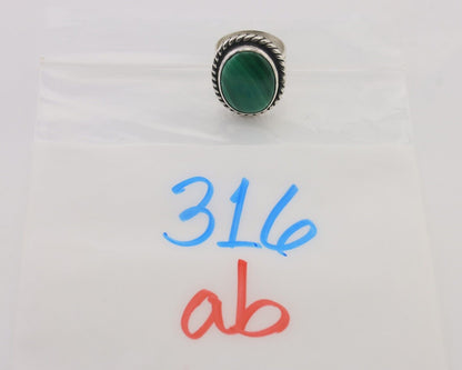 Navajo Ring 925 Silver Natural Malachite Native American Artist Size 8.0 C.80's