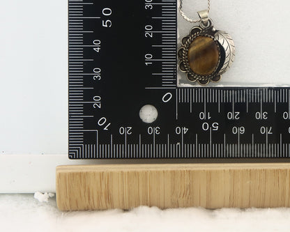 Navajo Sterling Silver Necklace Authentic Tiger Eye Sapphire Vintage Handmade