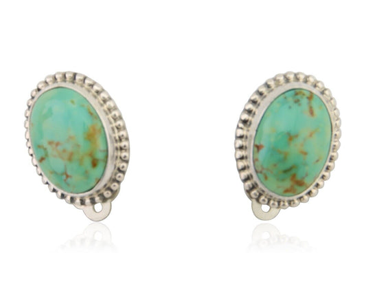 Navajo Stud Earrings 925 Silver Natural Turquoise Artist Signed M C.80's