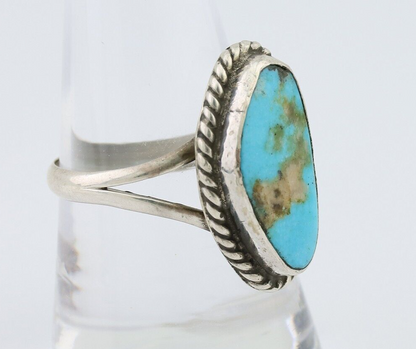 Navajo Ring 925 Silver Kingman Turquoise Artist Signed Rabbit Sticks C.80's