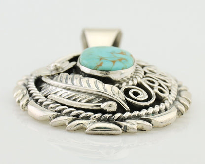 Navajo Pendant 925 Silver Kingman Turquoise Native American Artist C.80s