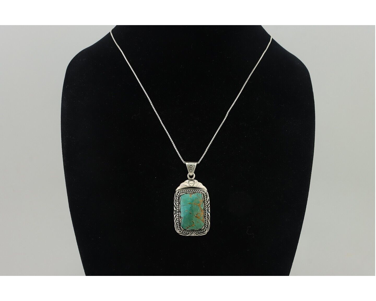 Navajo Necklace 925 Silver Turquoise Native Artist Signed Sunset C.80's