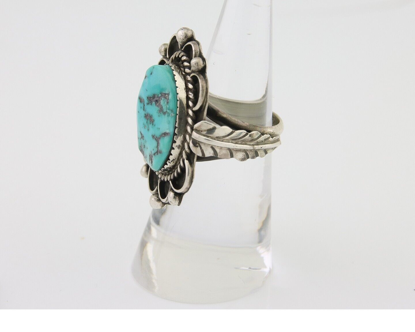 Navajo Ring 925 Silver Natural Blue Turquoise Native American Artist C.80's