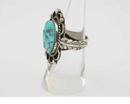 Navajo Ring 925 Silver Natural Blue Turquoise Native American Artist C.80's