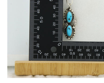 Navajo Sterling Silver Necklace Authentic Turquoise Vintage Signed SC