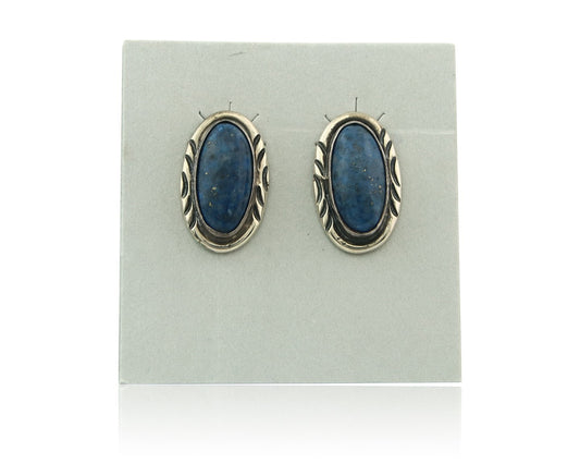 Navajo Dangle Earrings Sterling Silver Lapis Vintage Authentic