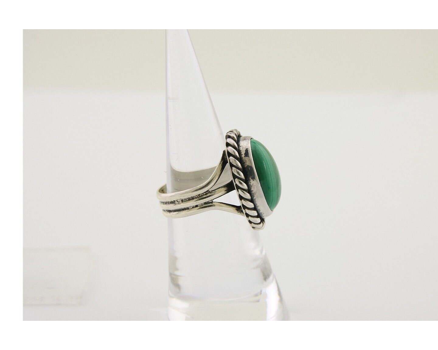 Navajo Ring 925 Silver Natural Malachite Native American Artist C.80's