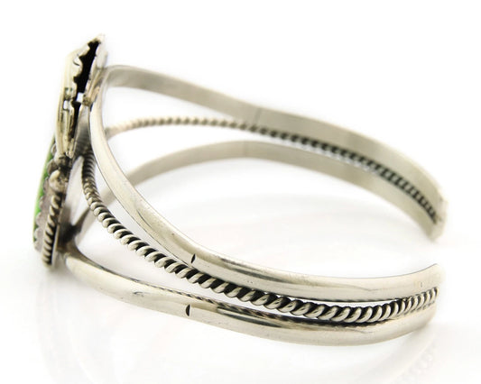 Navajo Cuff Bracelet Sterling Silver Green Turquoise Vintage