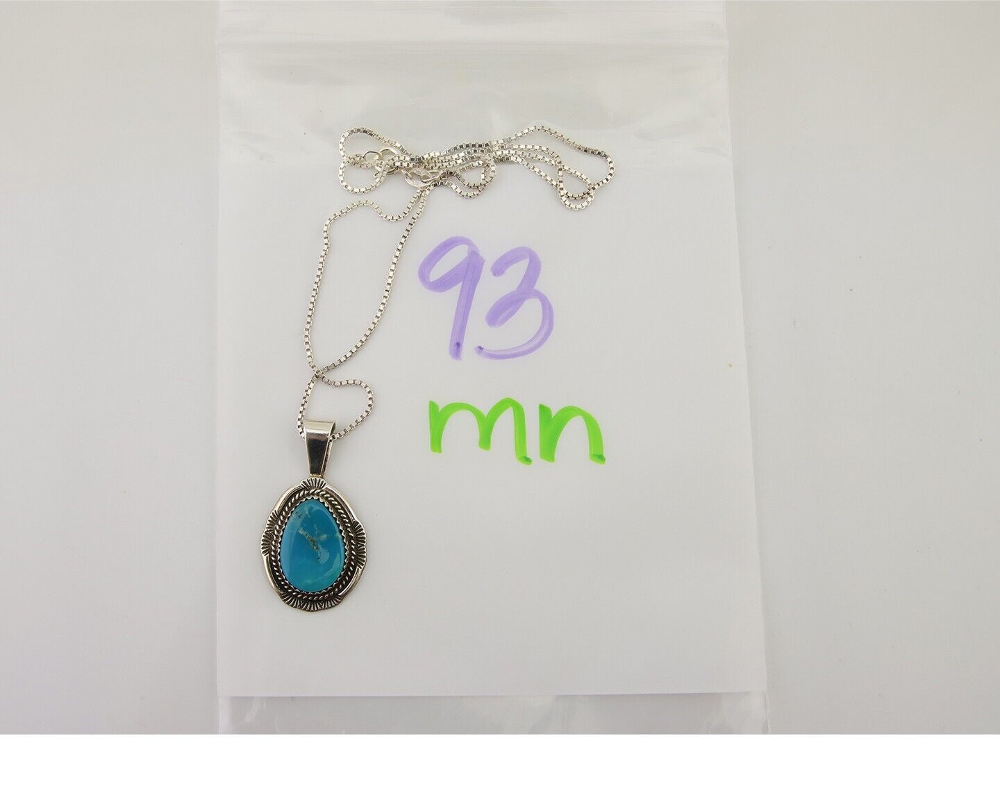 Navajo Necklace 925 Silver Natural Turquoise Artist Signed Mike Begay C.80's