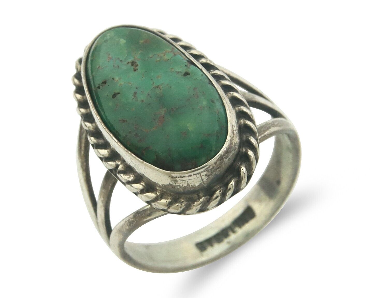 Navajo Ring 925 Sterling Turquoise Handmade Native Artist C.80's Size 6.25