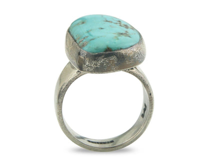 Navajo Ring 925 Sterling Turquoise Handmade Signed M Montoya C.80's Size 8.5