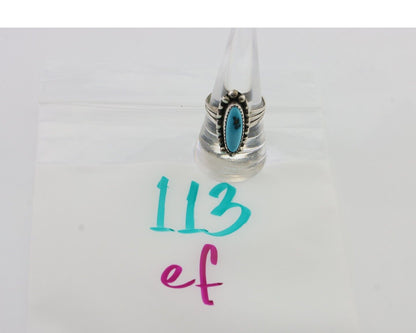 Navajo Ring 925 Silver Kingman Turquoise Artist Signed SC Size 8.75 C.80's