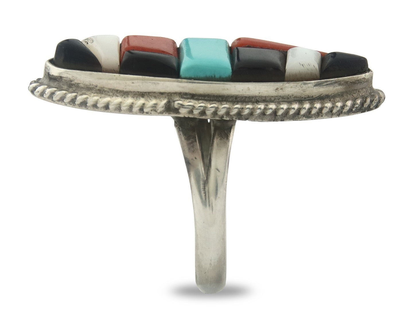 Vintage Zuni Ring Sterling Silver Authentic Gemstone Handmade Size 6.25